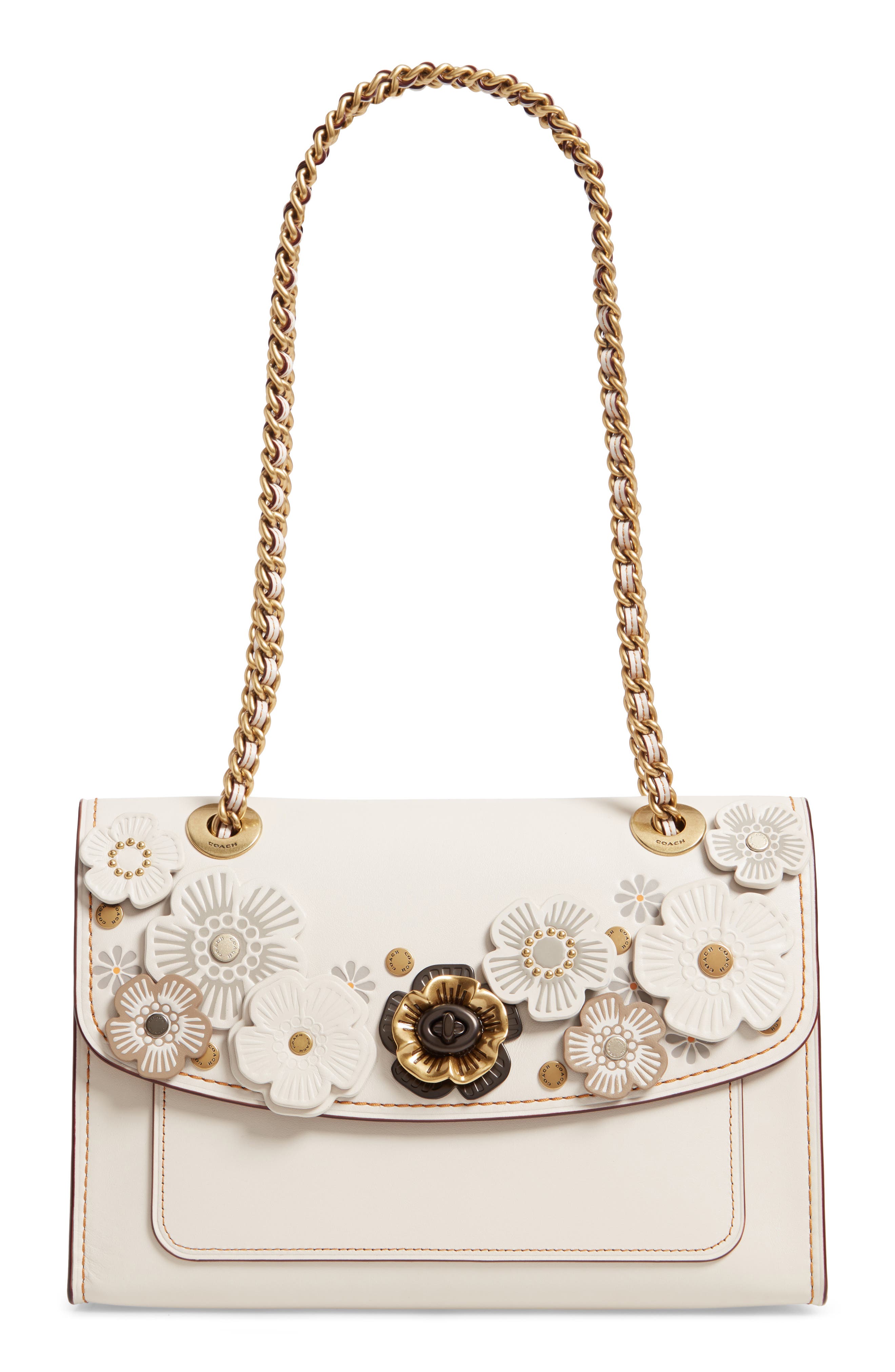 COACH Parker Tea Rose Leather Shoulder Bag, Main, color, 