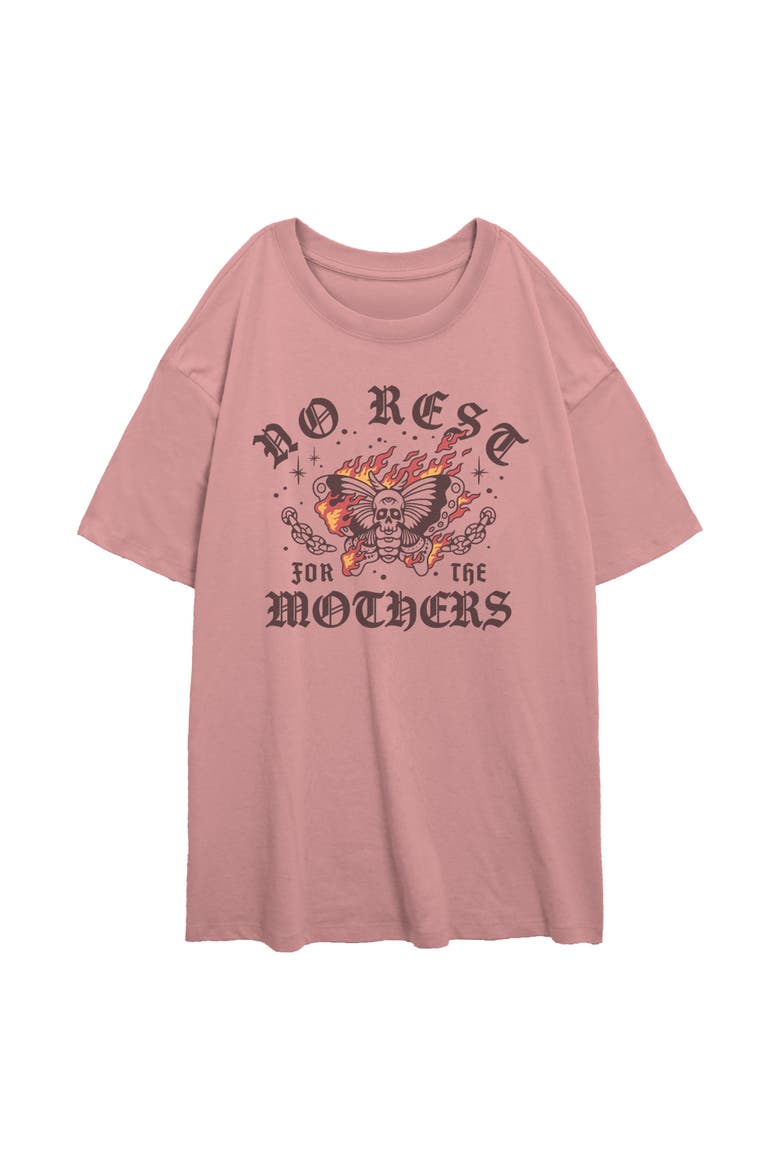 Junior's Lost Gods No Rest for the Mothers  Graphic T-Shirt, Main, color, Desert Pink