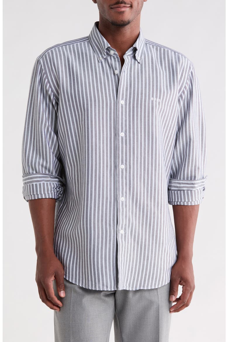 Ricoplus Striped Button Down Shirt, Main, color, DARK BLUE