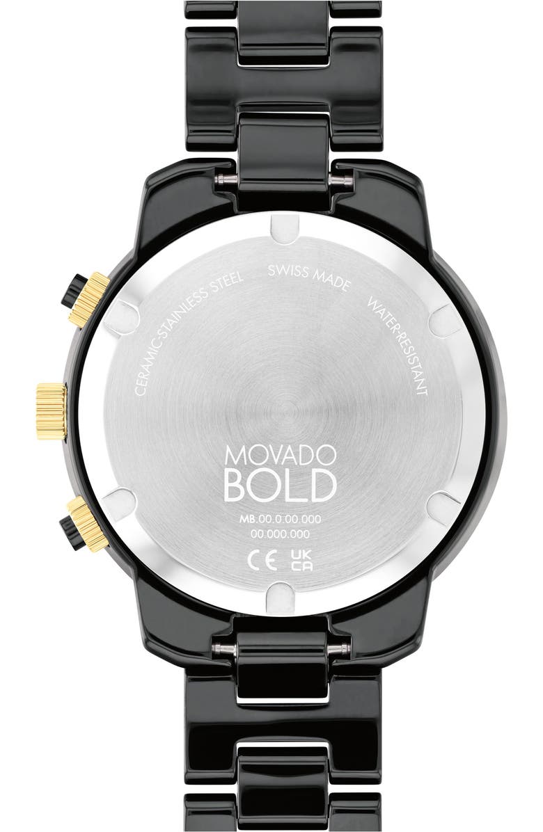 Movado Bold Verso Chronograph Ceramic Bracelet Watch, 40mm, Alternate, color, Black