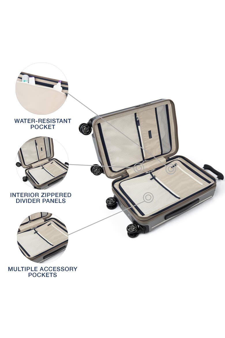 Platinum Elite Hardside 20" Compact Carry On Spinner Luggage, Alternate, color, Metallic Sand