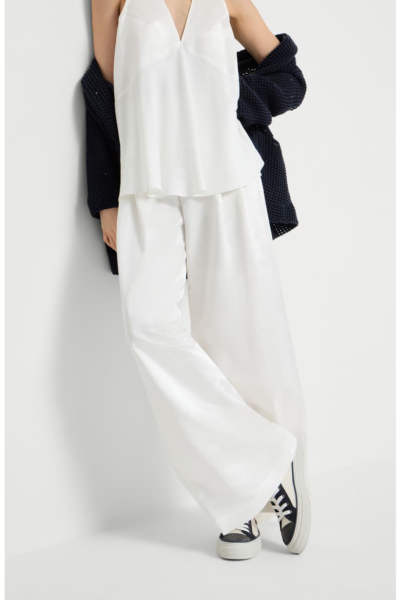 Loose Pleated trousers, Alternate, color, White