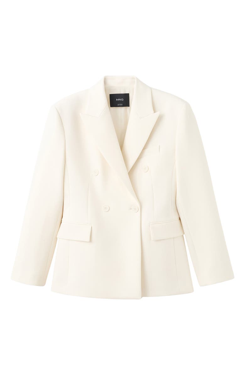 MANGO Fitted Double Breasted Blazer, Main, color, Ecru