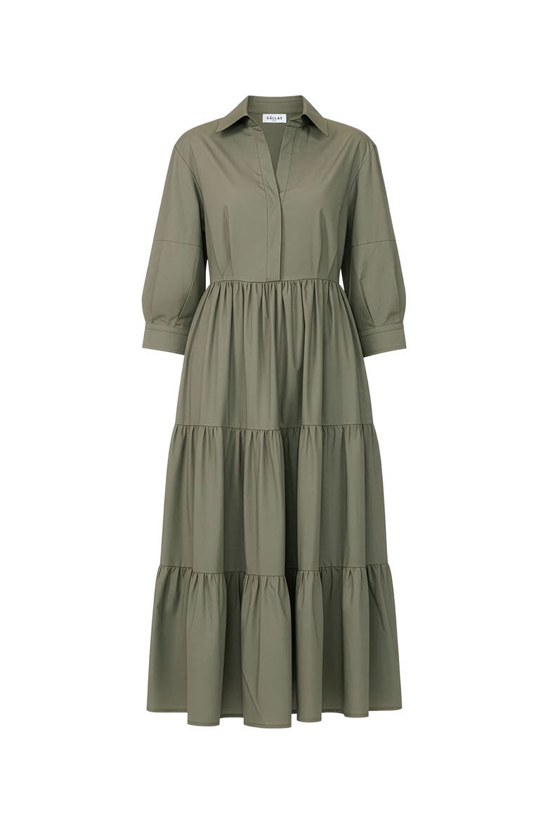 MARSEILLE Tiered Dress Pink, Main, color, Olive