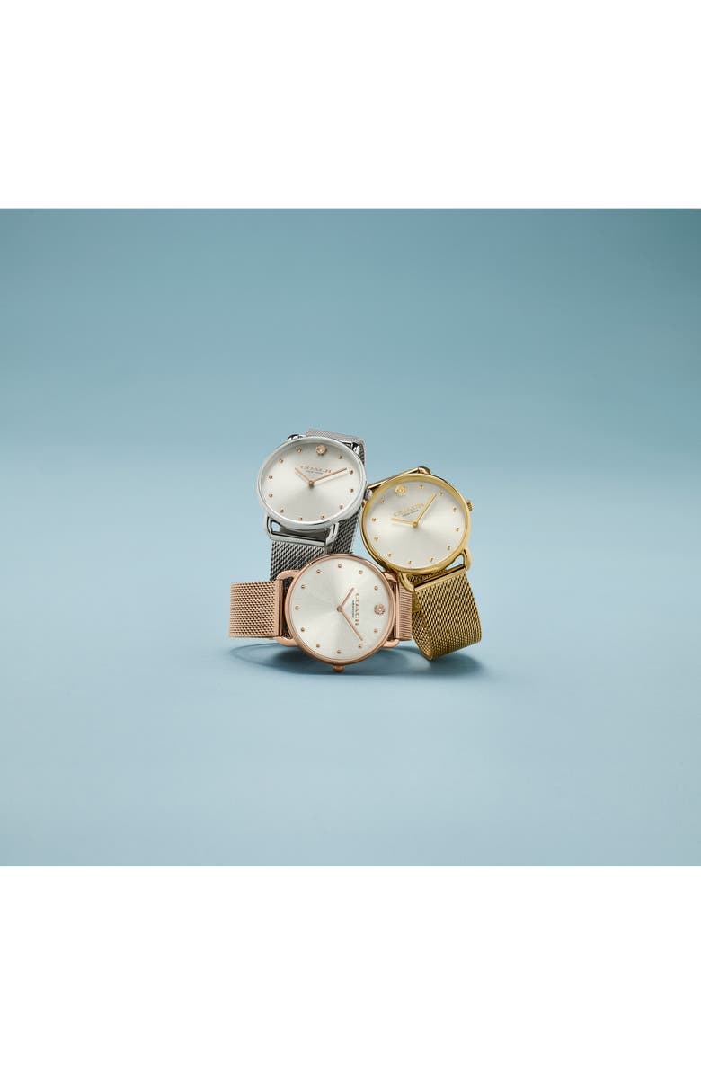 COACH Elliot Mesh Strap Watch, 36mm, Alternate, color, Silver White