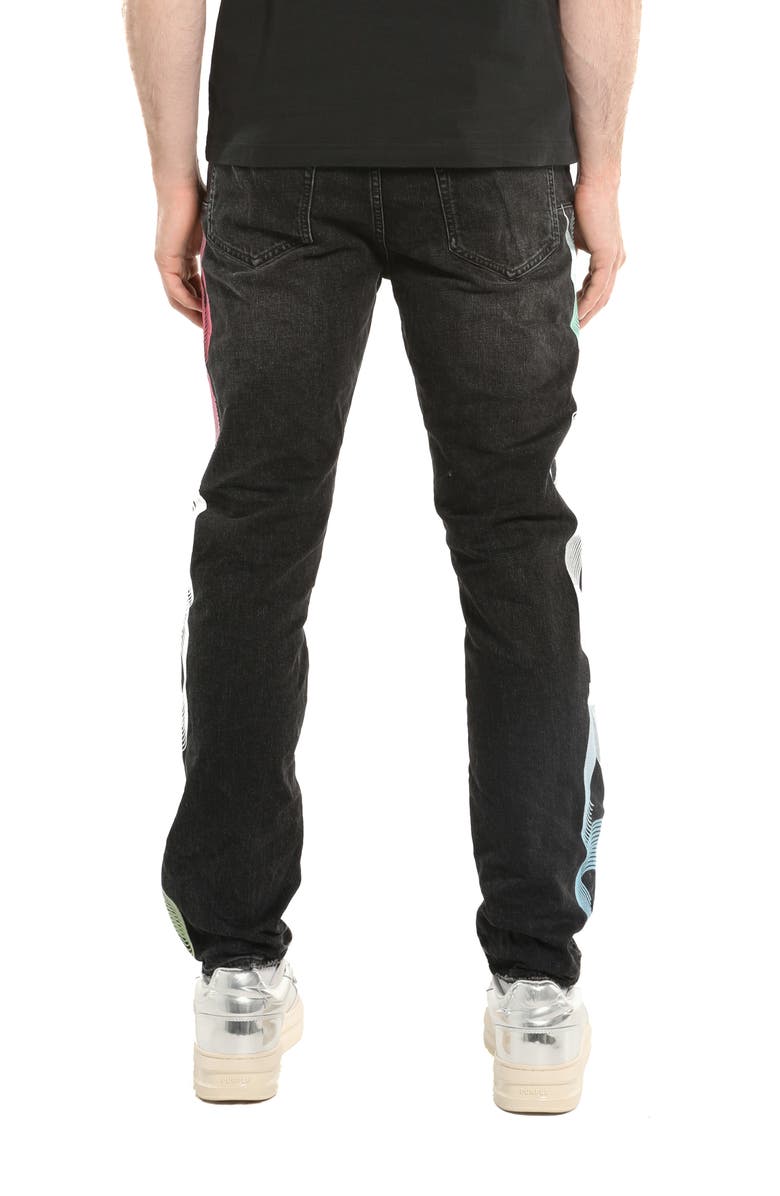 PURPLE BRAND Embroidered Gradient Logo Slim Straight Leg Jeans, Alternate, color, Black