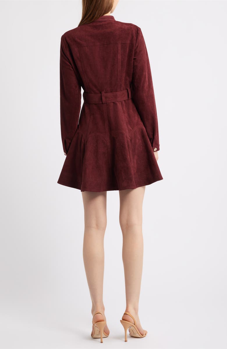CIEBON Laurie Long Sleeve Belted Faux Suede Shirtdress, Alternate, color,