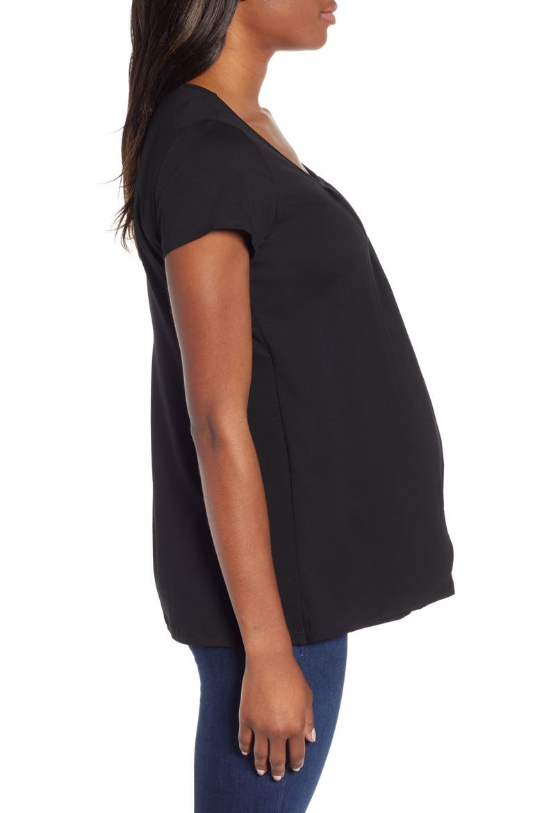 Petal Front Maternity Shirt, Alternate, color, BLACK