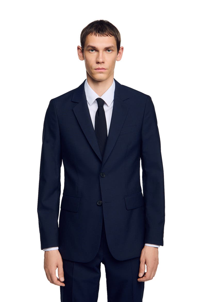 Virgin Wool Suit Jacket, Main, color, Navy blue