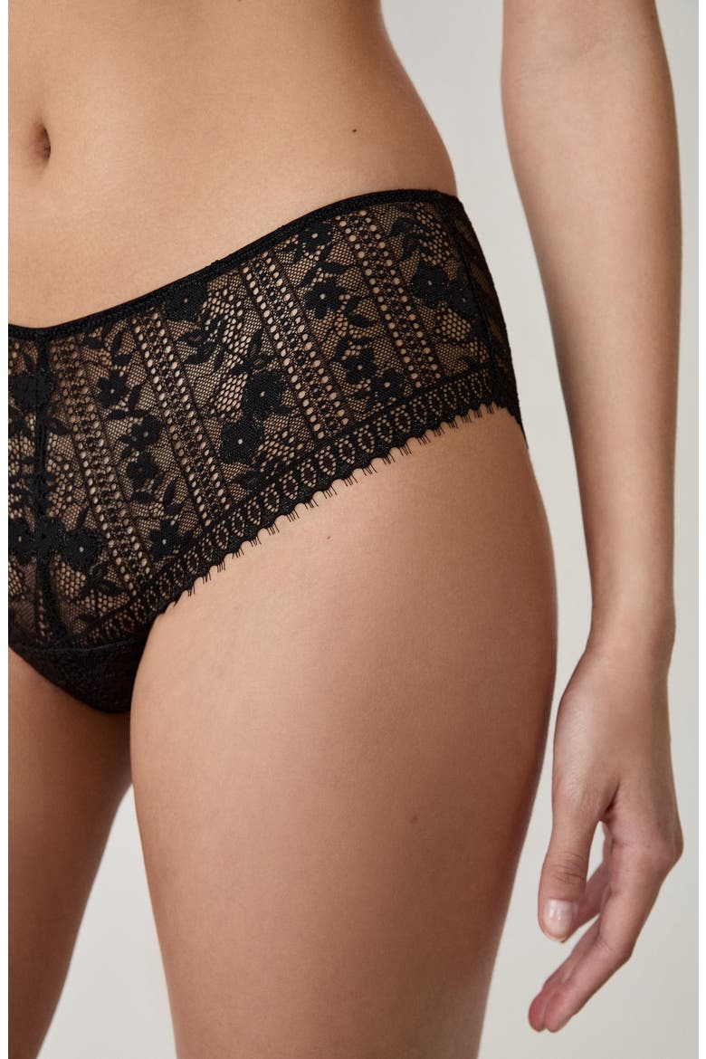 Aura Lace Shorty Panties, Alternate, color, BLACK
