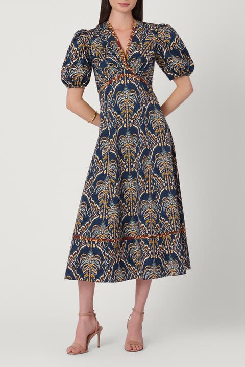 Balinese Palm Print Gemma Dress