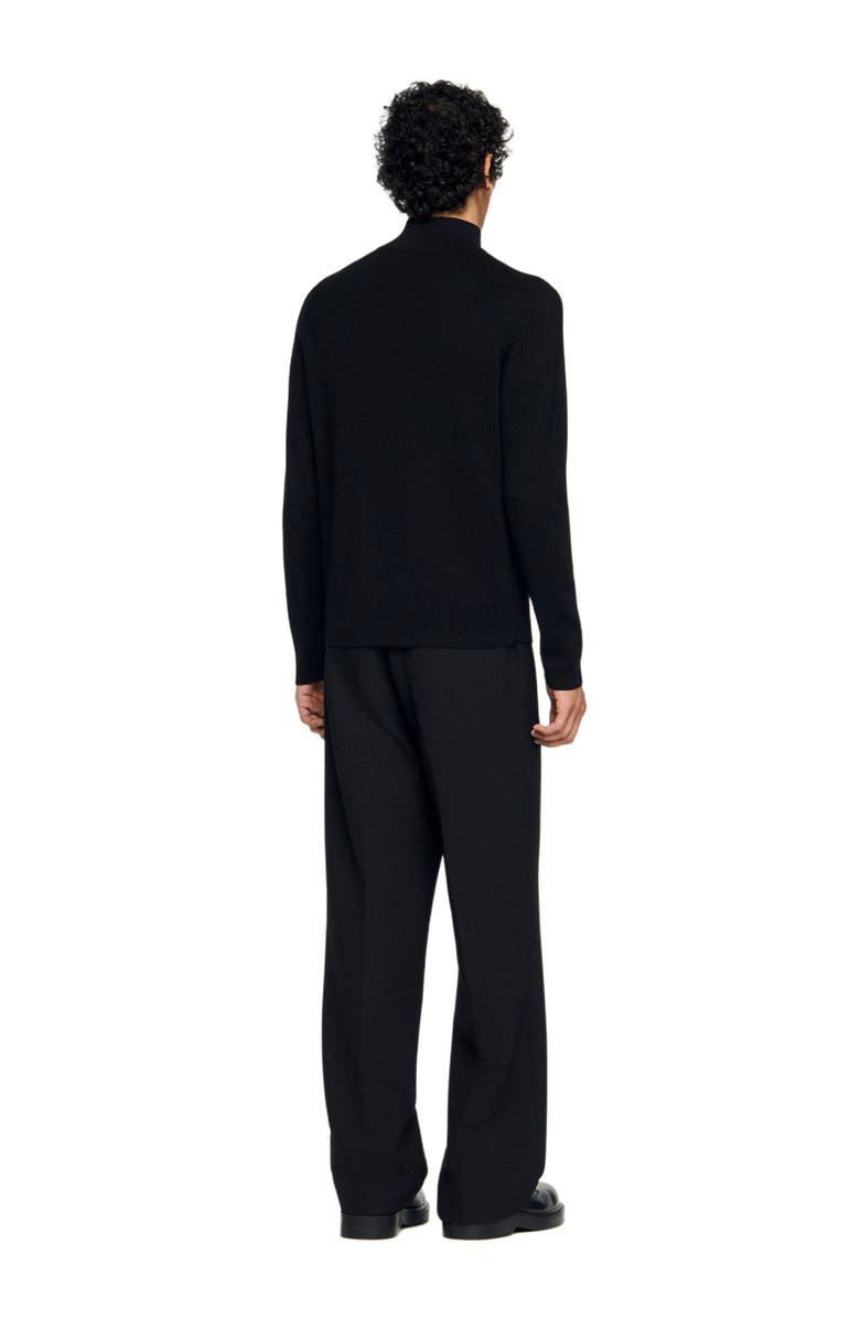 SANDRO Wool sweater with zip collar, Alternate, color, Carbon Black
