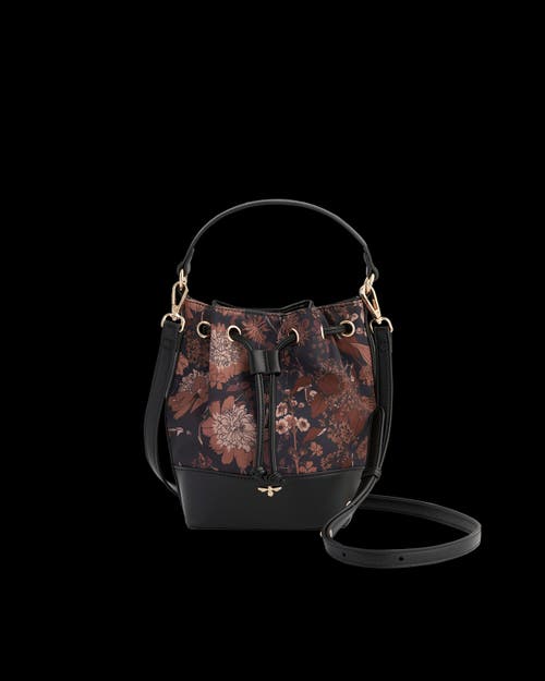 Fable England Deco Bloom Black Bucket Bag In Burgundy