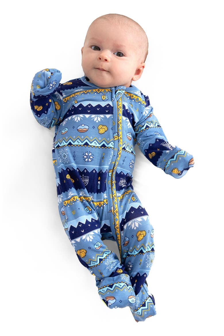 Baby Hanukkah Fair Isle Convertible Footie, Alternate, color, Hanukkah Fair Isle