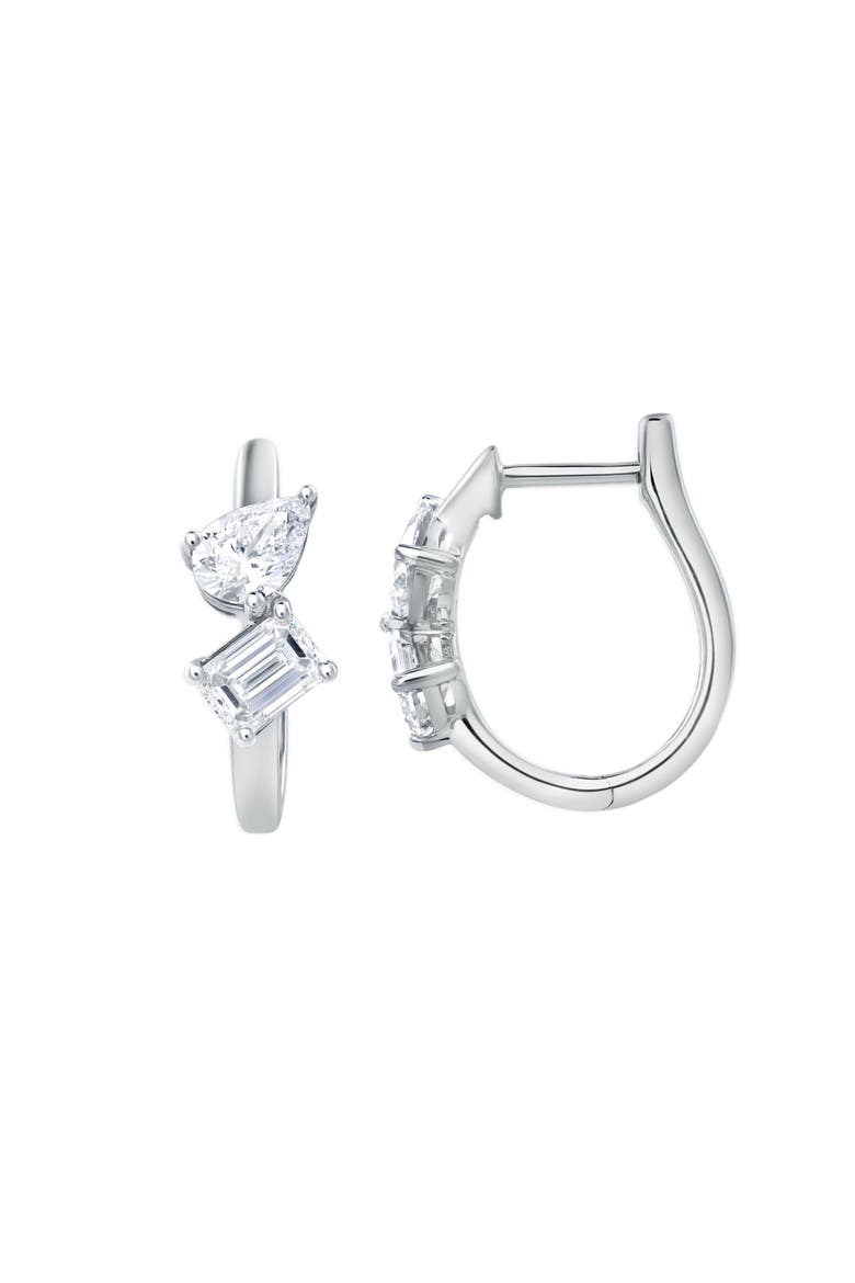 Saela 14K Gold Lab Grown Diamond Huggies - 1.5 Ct, Main, color, 14K White Gold