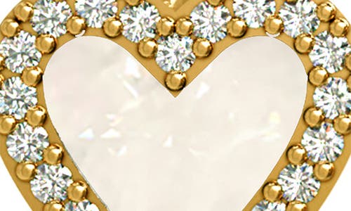 Gabi Rielle Cz Halo Mother Of Pearl Heart Stud Earrings In Gold