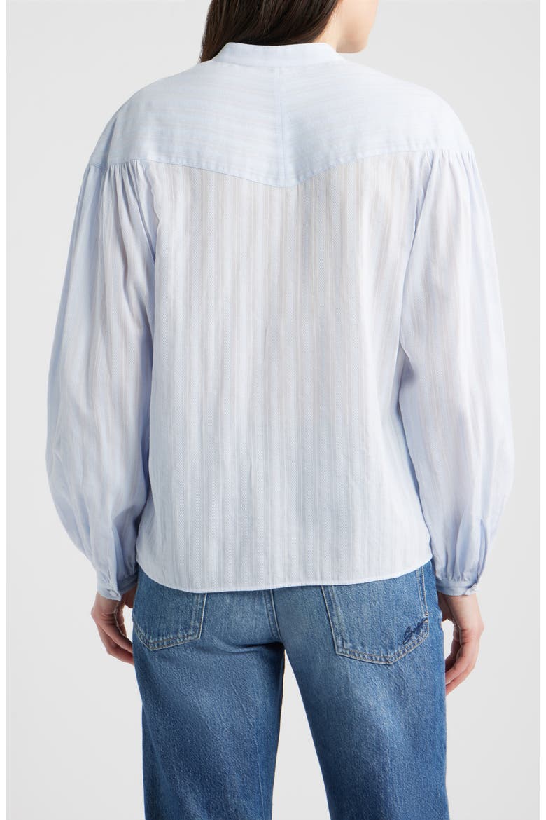 Bilmant Embroidered Stripe Cotton Muslin Button-Up Shirt, Alternate, color, LT PAST/BU