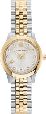 FERRAGAMO Duo Mini Diamond Bracelet Watch, 25mm
