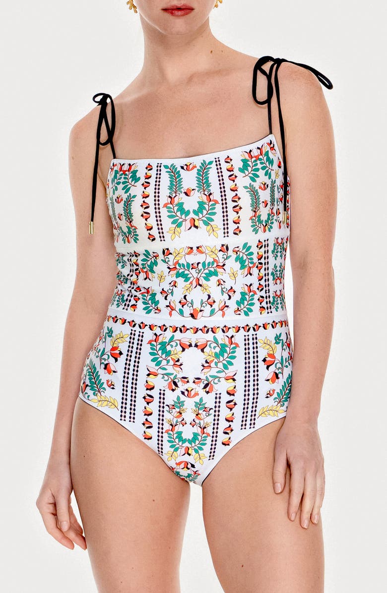 Jessie Zhao New York Midnight Garden Reversible One-Piece Swimsuit, Alternate, color, Black