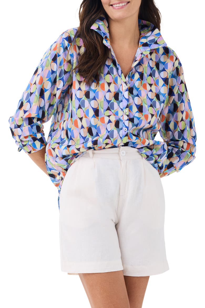 Social Circles Relaxed Cotton Button-Up Shirt, Main, color, BLUE MULTI