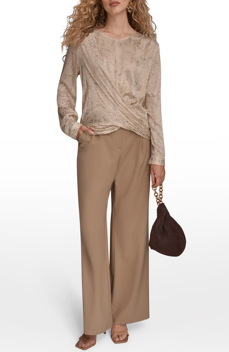 Donna Karan New York Croc Burnout Drape Top, Alternate, color, Pink Champagne