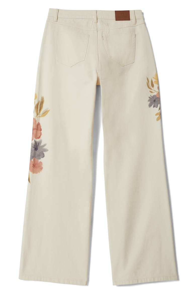 The Chloe Floral Print Wide Leg Jeans, Alternate, color, OFF WHITE FLORAL BURST