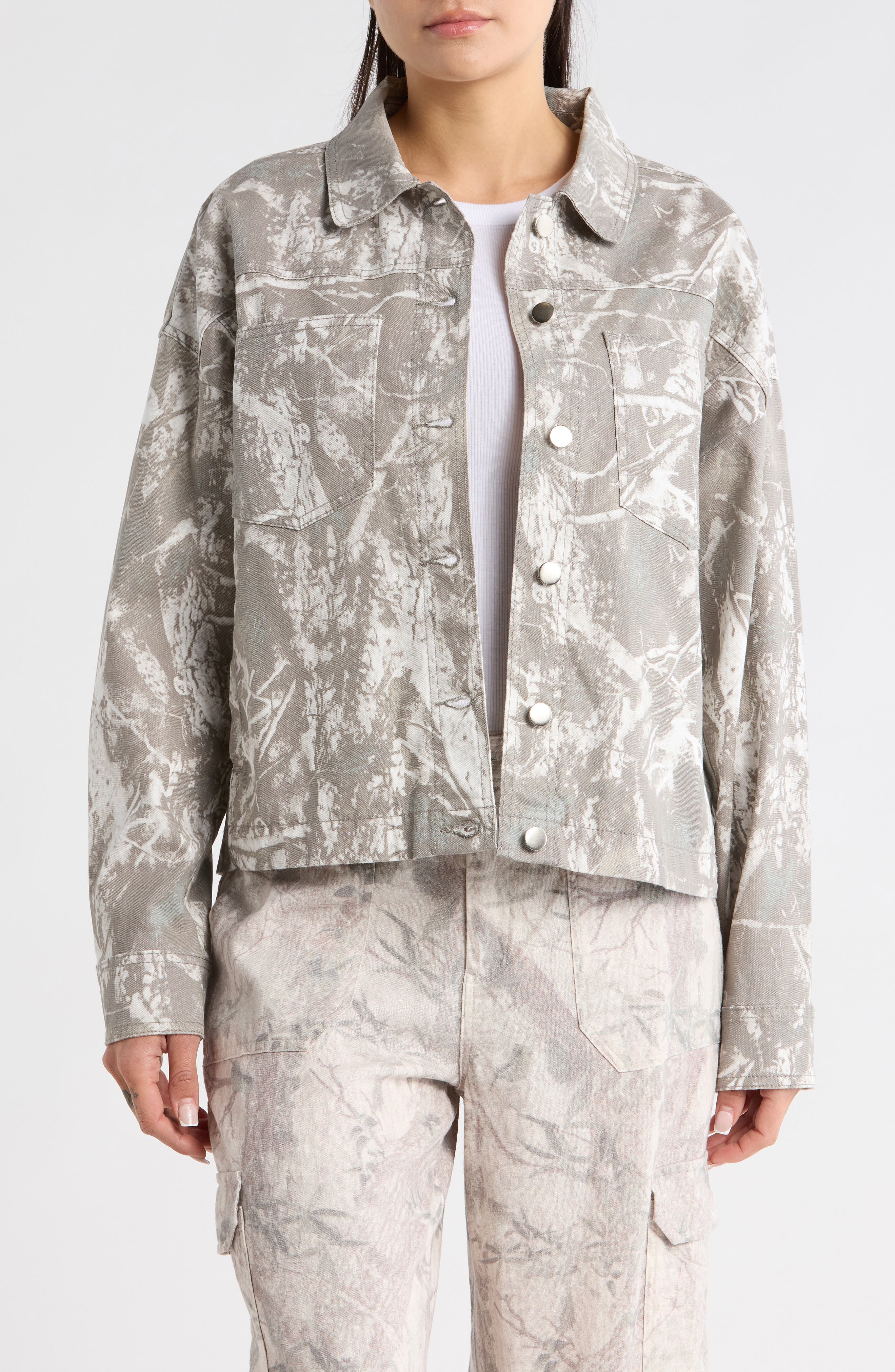 Thread & Supply Camo Cropped Utility Jacket