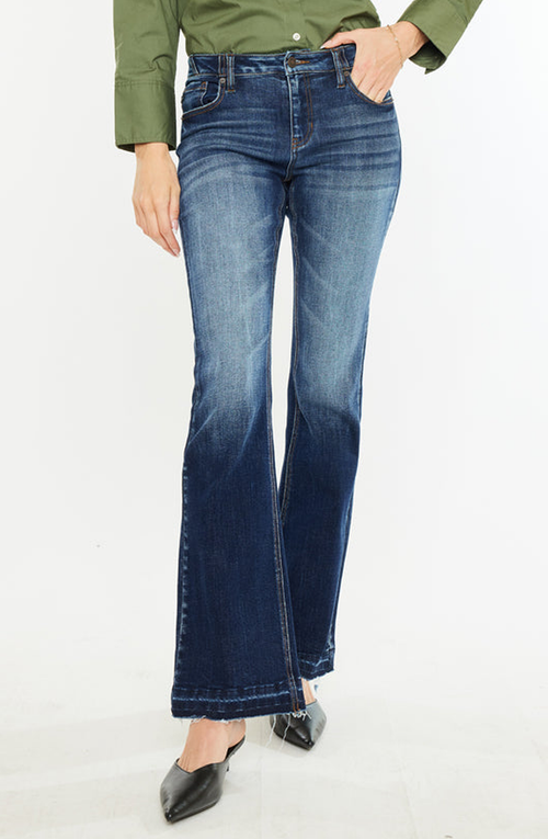 Kancan Michelle High Rise Flare Jeans In Dark Wash