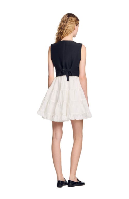 Sandro Two-tone Mini Dress In Multi