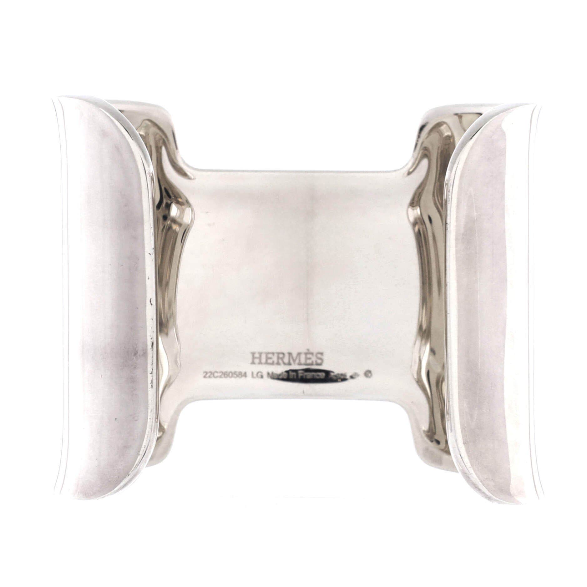 Pre-Owned Hermes Amazone Cuff Bracelet Sterling Silver Large, Alternate, color, Silver