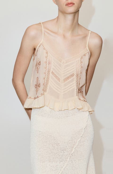 Embroidered Crinkled Camisole