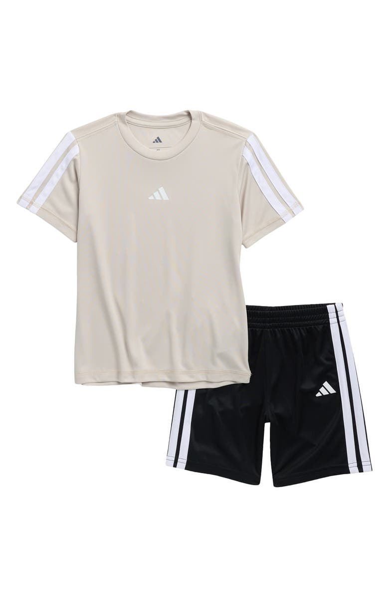 adidas Kids' Triple Stripe T-Shirt & Shorts Set, Main, color, Alumina