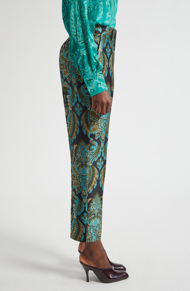 Etro Capitol Paisley Jacquard Trousers, Alternate, color, Black/ Green/ Turquoise Multi