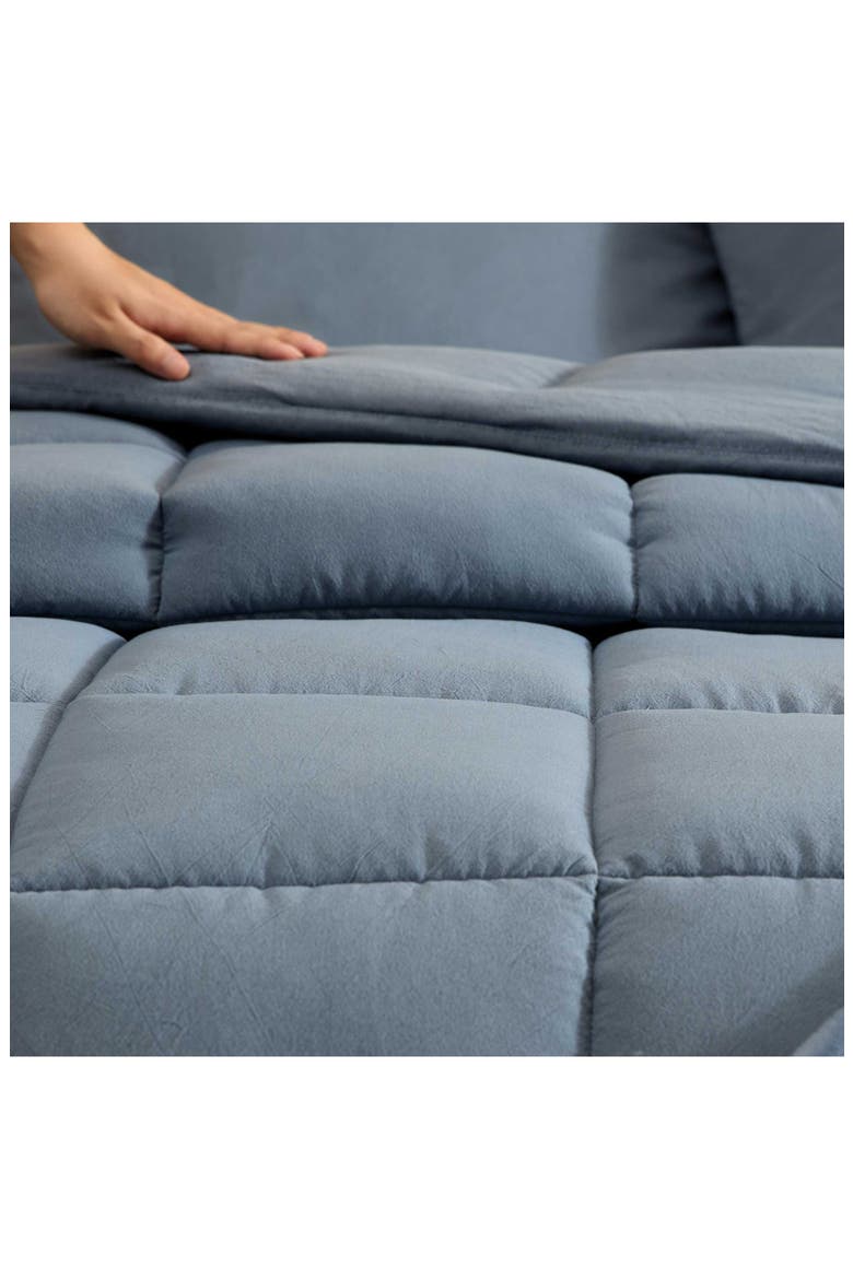 Solid Microfiber 5-Piece Reversible Comforter Set, Alternate, color, BLUE MULTI