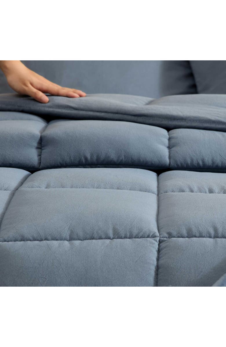 Kenneth Cole Solid Microfiber 5-Piece Reversible Comforter Set, Alternate, color, Blue Multi