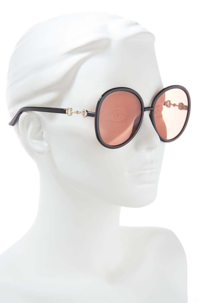 Gucci 61mm Oval Sunglasses, Alternate, color, Black Orange