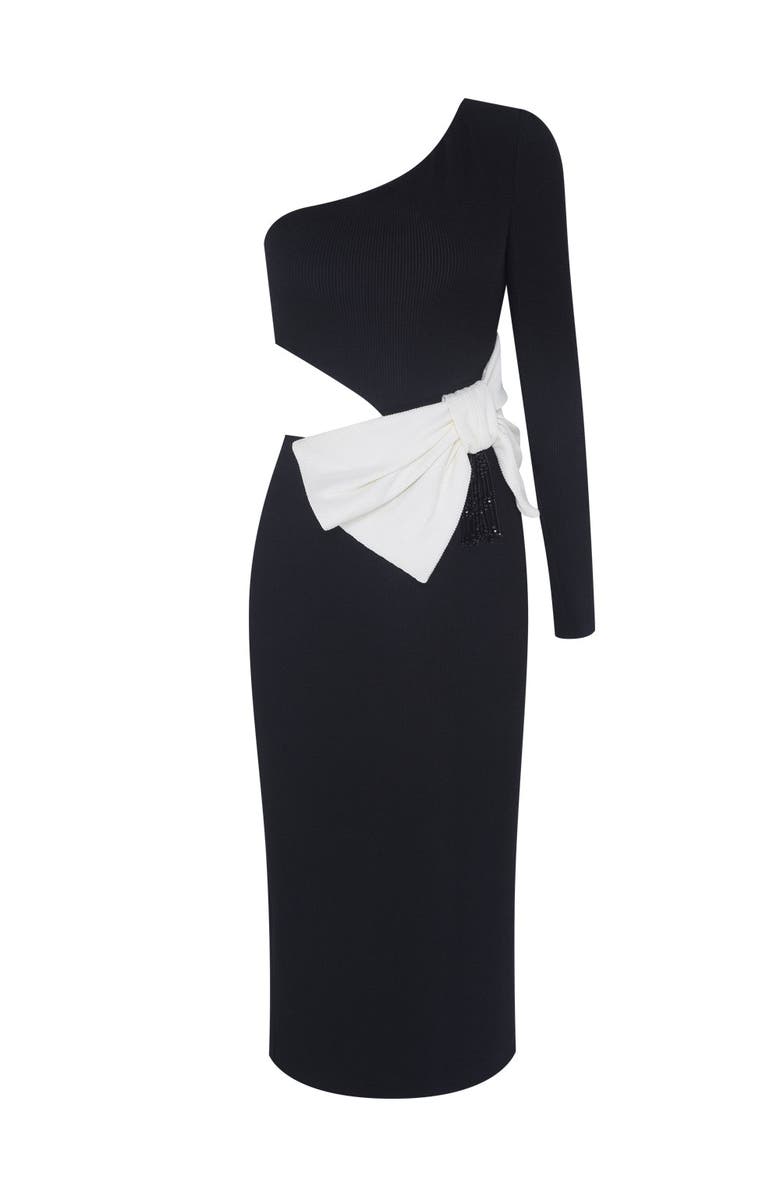 PatBO Grace Knit One Shoulder Midi Dress, Main, color, Black