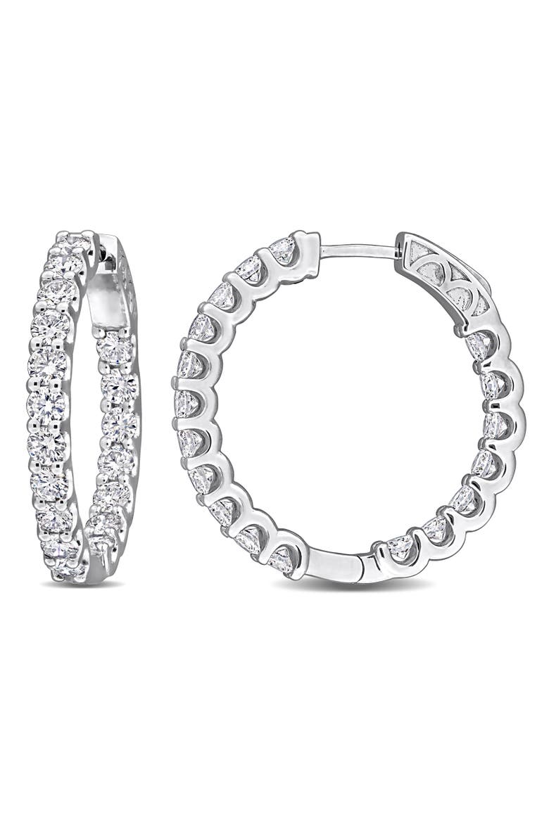 3 5/8ct. t.w. Lab-Grown Diamond Hoop Earrings 14k, Main, color, White Gold