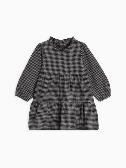 Neela Organic Flannel Ruffle Neckline Long Sleeve Dress (Toddler & Little Kids)
