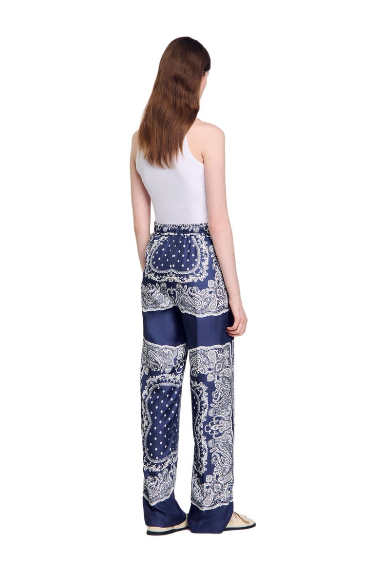 Bandana-print floaty trousers, Alternate, color, Blu / white
