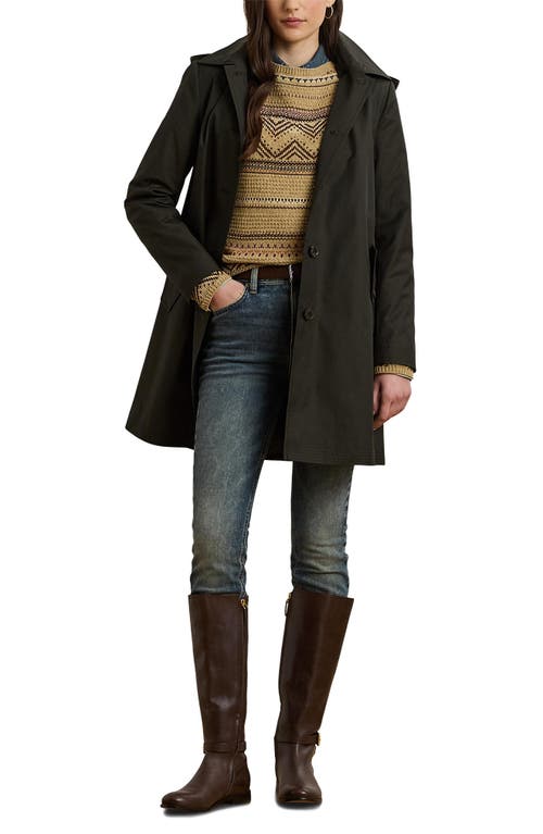 Ralph Lauren Lauren Longline Raincoat With Removable Hood In Brown