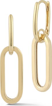 Ember Fine Jewelry 14K Yellow Gold Oval Drop Huggie Hoop Earrings
