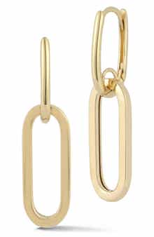 Ember Fine Jewelry 14K Yellow Gold Oval Drop Huggie Hoop Earrings