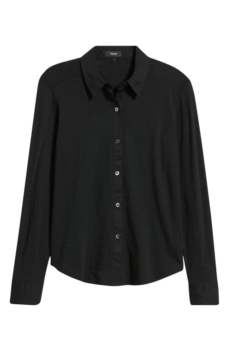 Theory Riduro C.Nebulous Organic Cotton Slub Long Sleeve Button-Up Shirt, Main, color, Black