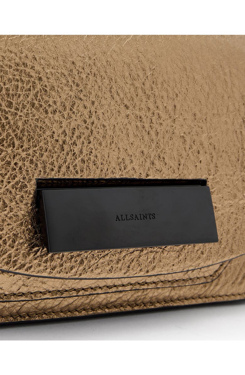 AllSaints Etta Metallic Leather Clutch, Alternate, color, Warm Brass