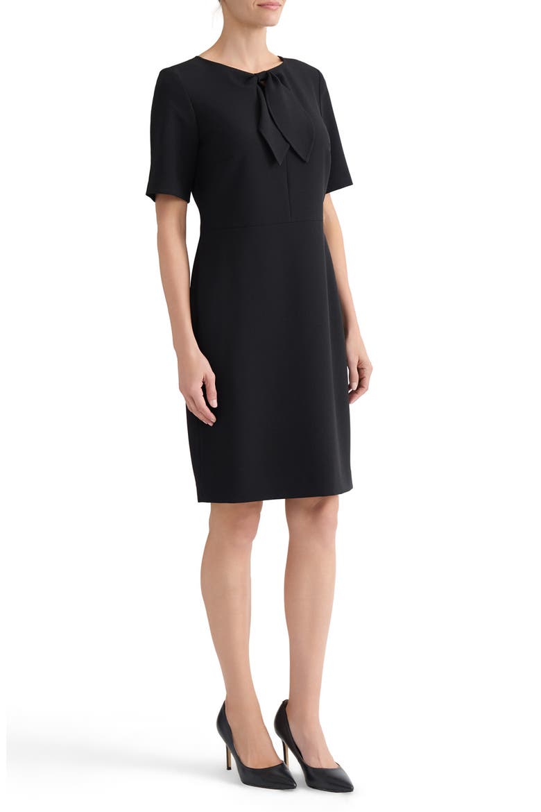 Stretch Crepe Sheath Dress, Alternate, color, BLACK