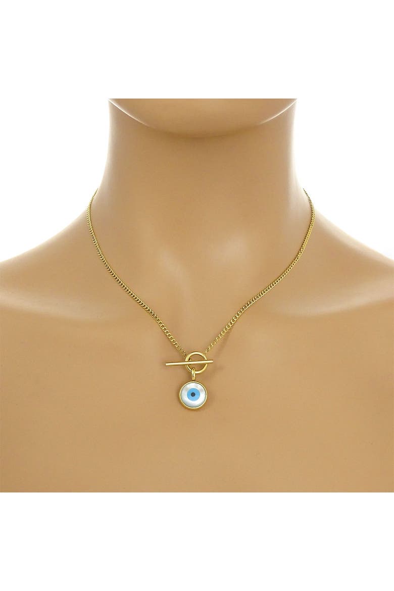 14K Gold Plated Evil Eye Toggle Necklace, Alternate, color, YELLOW