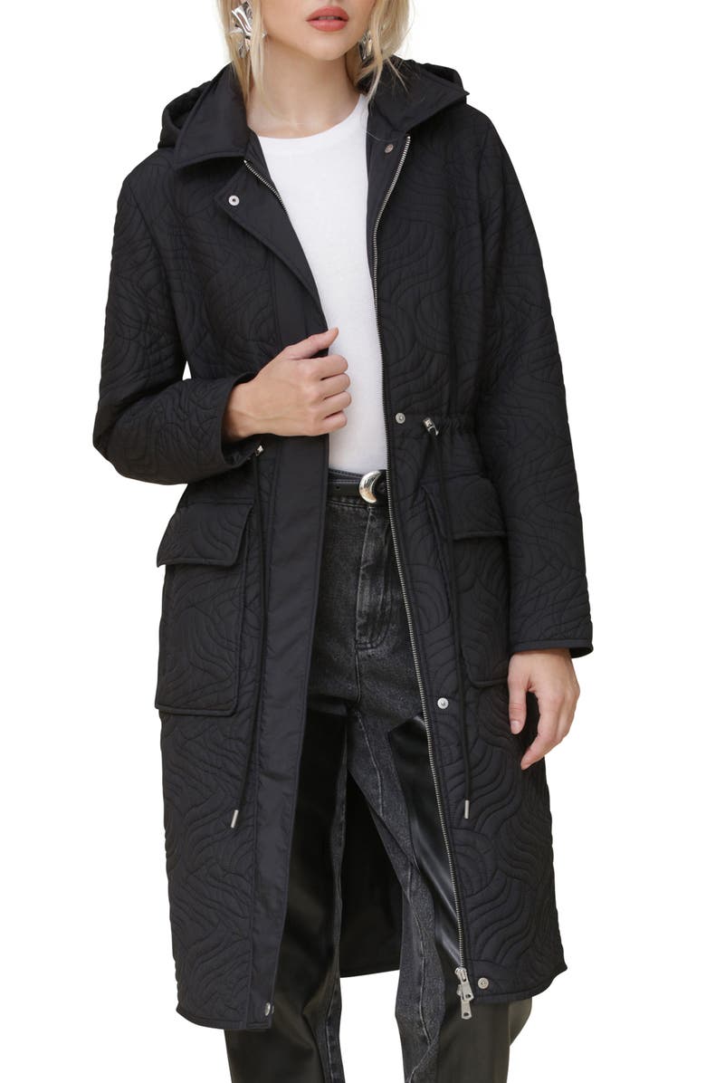 Avec Les Filles Quilted Hooded Longline Coat, Alternate, color,