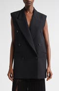 Michael Kors Collection Frayed Double Breasted Wool Gabardine Vest