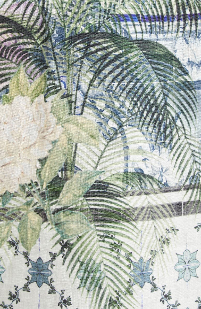 Camilla Classic Linen Button-Up Shirt, Alternate, color, Jardim Party